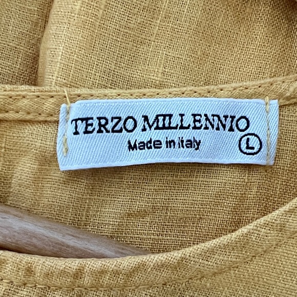 Sunshine Yellow Sleeveless LINEN Dress with Crochet Detail - Picture 3 of 7